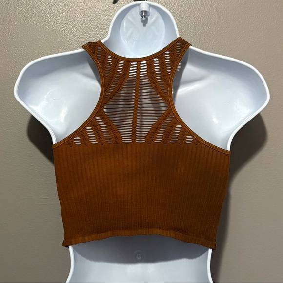 4/25$ FREE PEOPLE Intimately Crop Top Camisole Sleeveless Seamless Brown XS - Picture 2 of 5